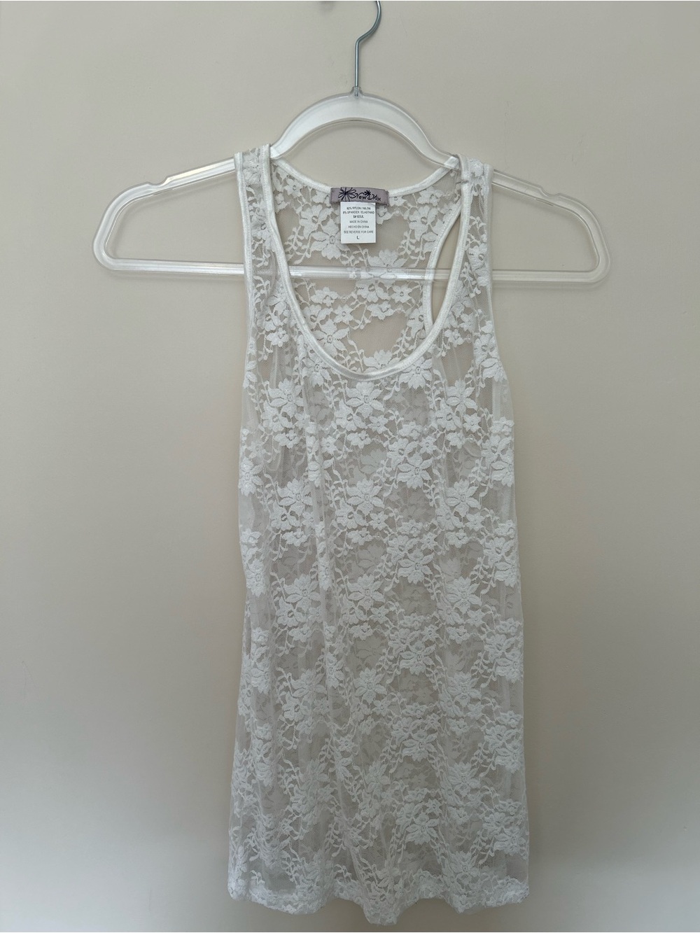 White Floral Lace Racerback Tank